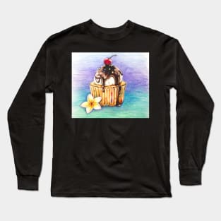 Colorful Ice Cream Cupcake Long Sleeve T-Shirt